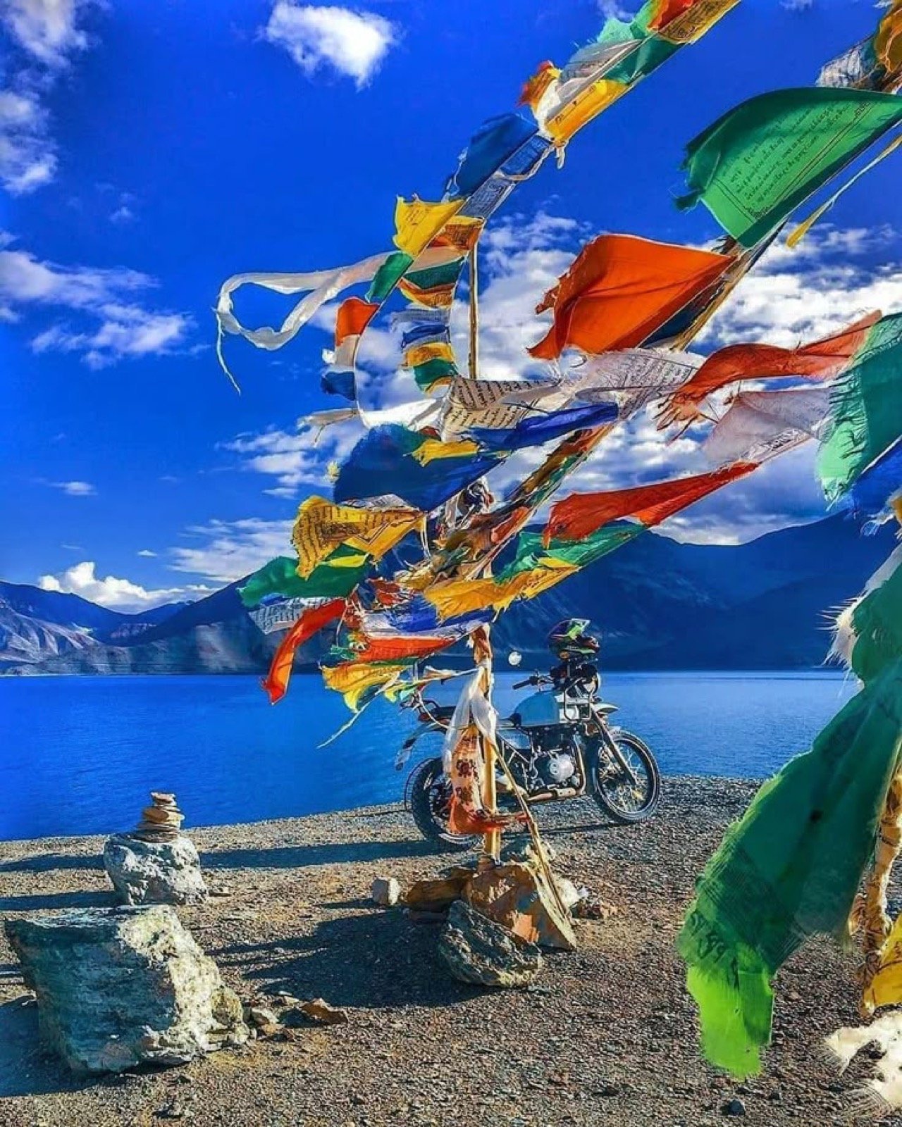 Ladakh landscape with monastery and high desert